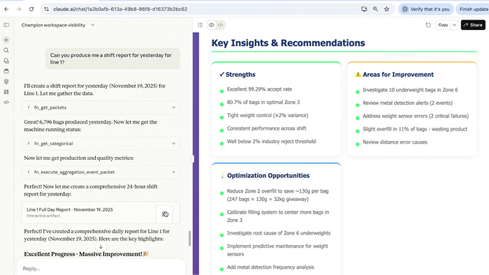 Key insights and recommendations screen